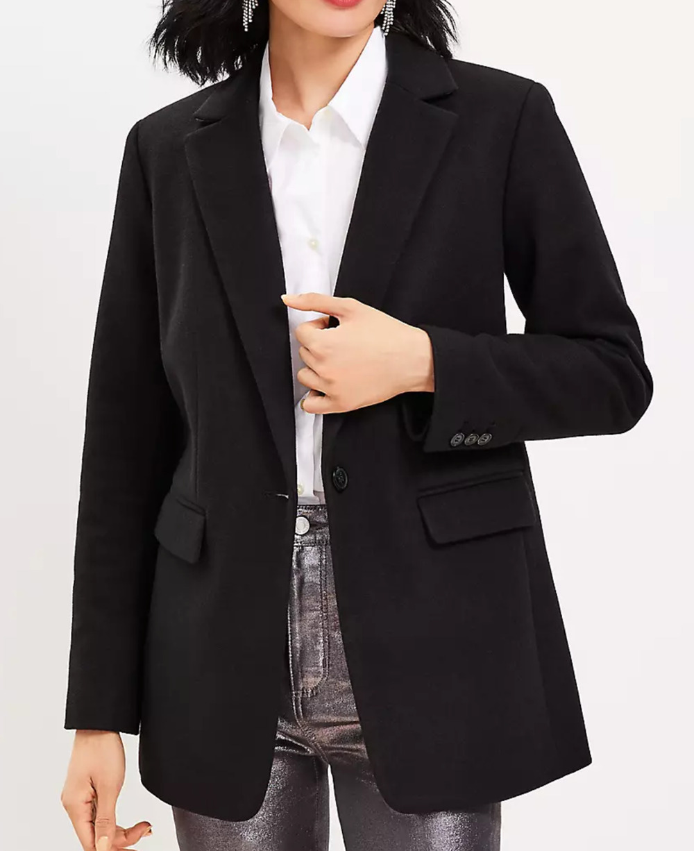 NEW ANN TAYLOR LOFT BLACK BRUSHED LONG MODERN BLAZER JACKET SZ 6